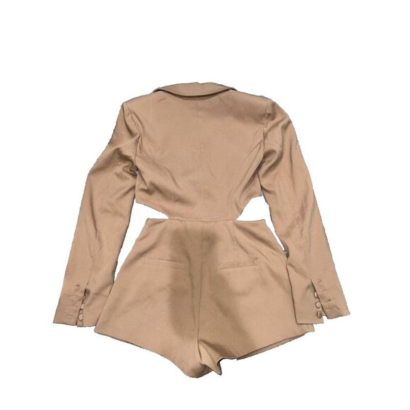 Camila Coelho Genelle Romper in Taupe tan revolve XS A0000331 - Picture 4 of 8